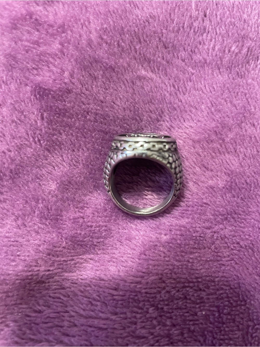 Sterling Silver Textured Dome Ring - Silver